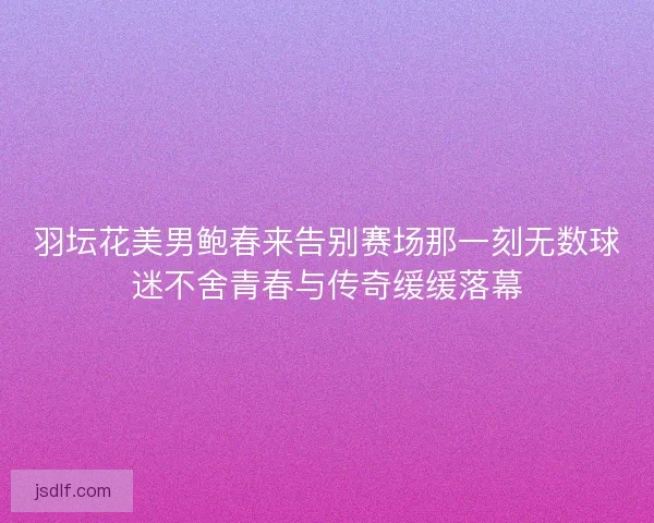 羽坛花美男鲍春来告别赛场那一刻无数球迷不舍青春与传奇缓缓落幕