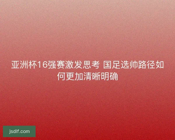 亚洲杯16强赛激发思考 国足选帅路径如何更加清晰明确