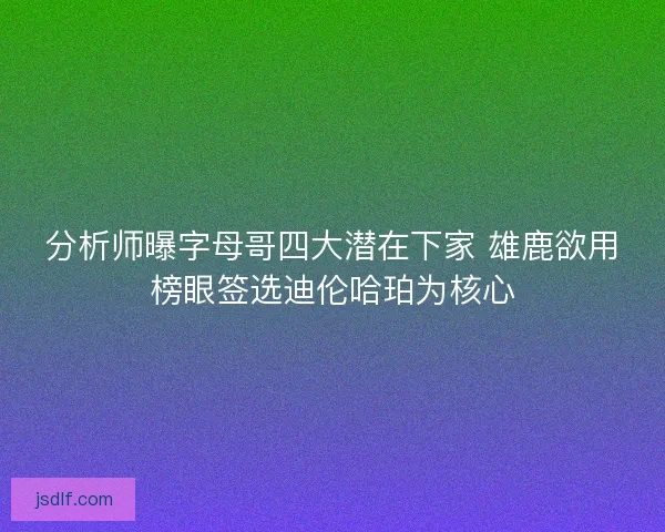 分析师曝字母哥四大潜在下家 雄鹿欲用榜眼签选迪伦哈珀为核心