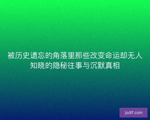 被历史遗忘的角落里那些改变命运却无人知晓的隐秘往事与沉默真相